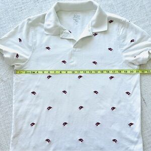JCrew Men's classic Polo Shirt white with Embroidered Accents size L